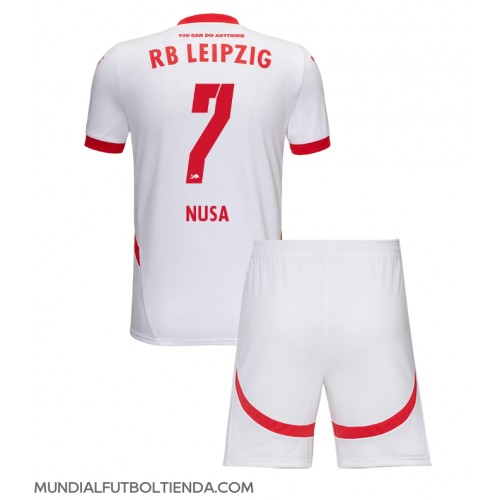 Camiseta RB Leipzig Antonio Nusa #7 Primera Equipación Replica 2024-25 para niños mangas cortas (+ Pantalones cortos)